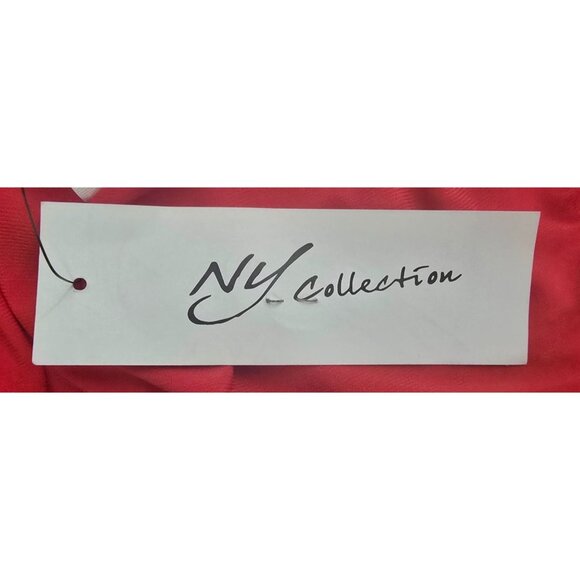 NY Collection Red Half Sleeve Blouse With Pleated Front Design & Metal Accent Si - Picture 6 of 7